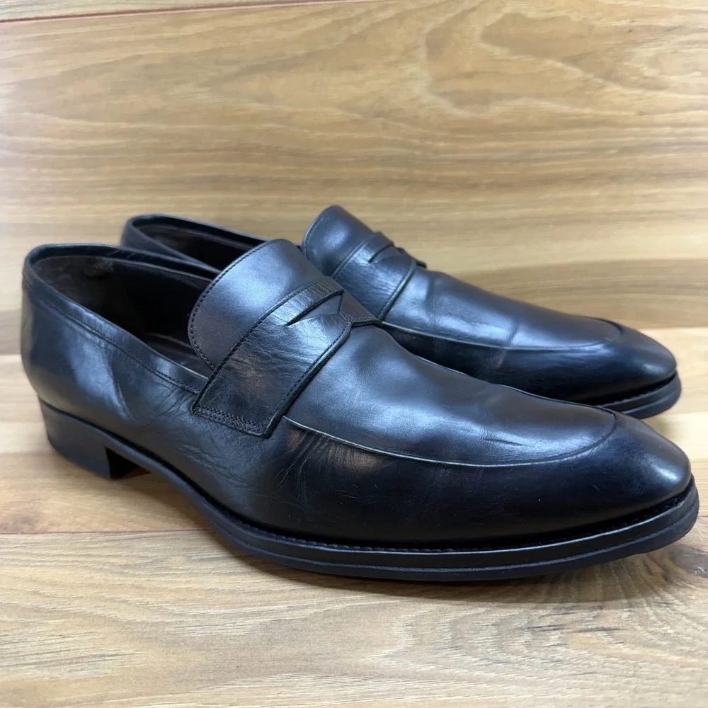 To Boot Adam Derrick New‎ York Mens 8.5 Penny Loafers Black Leather Italy